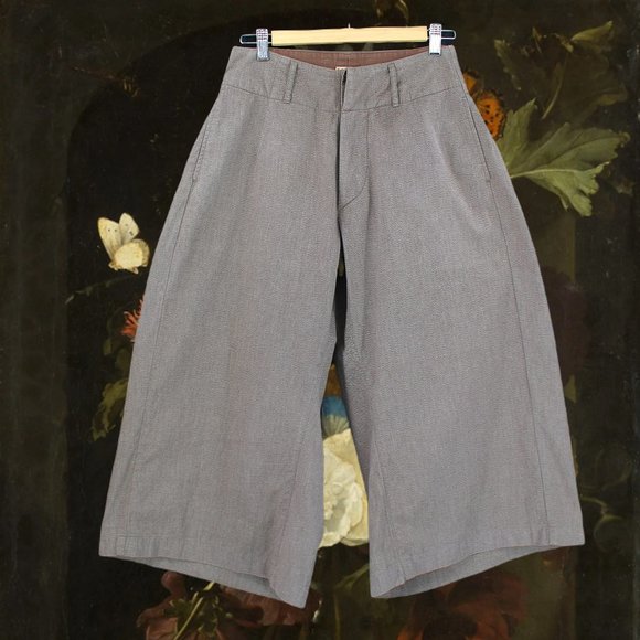 Kapital Pants - Kapital Button fly Pants High Waist Drop Crotch Wide Leg Crop Coulottes Unisex